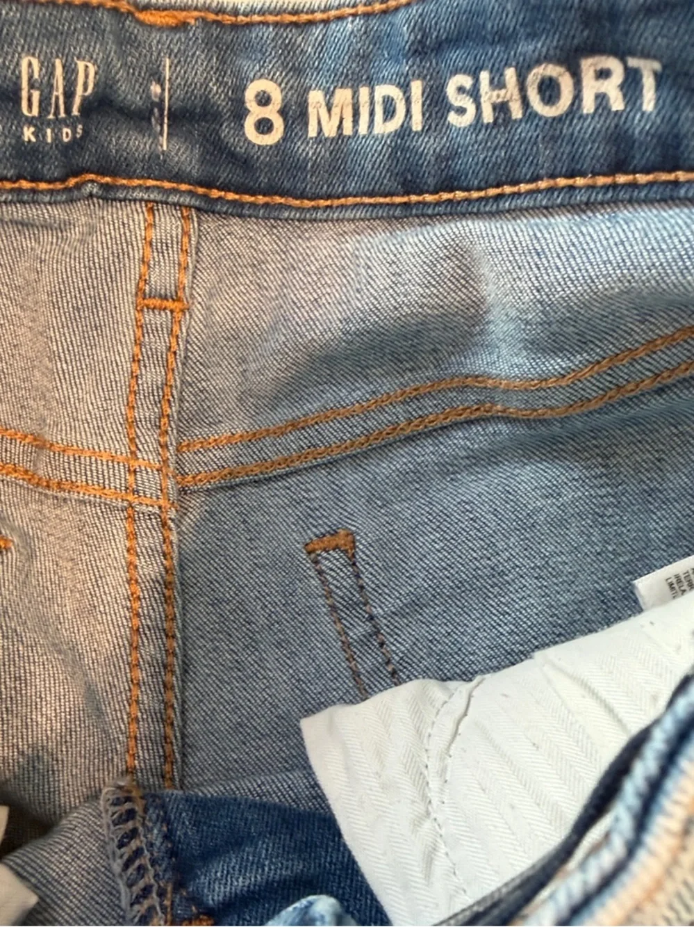 Gap Midi Girls' Blue Denim Embroidered Floral Shorts Size 8